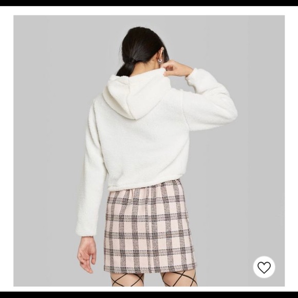 WILD FABLE White Sherpa Cropped Hoodie NWOT - Picture 3 of 5